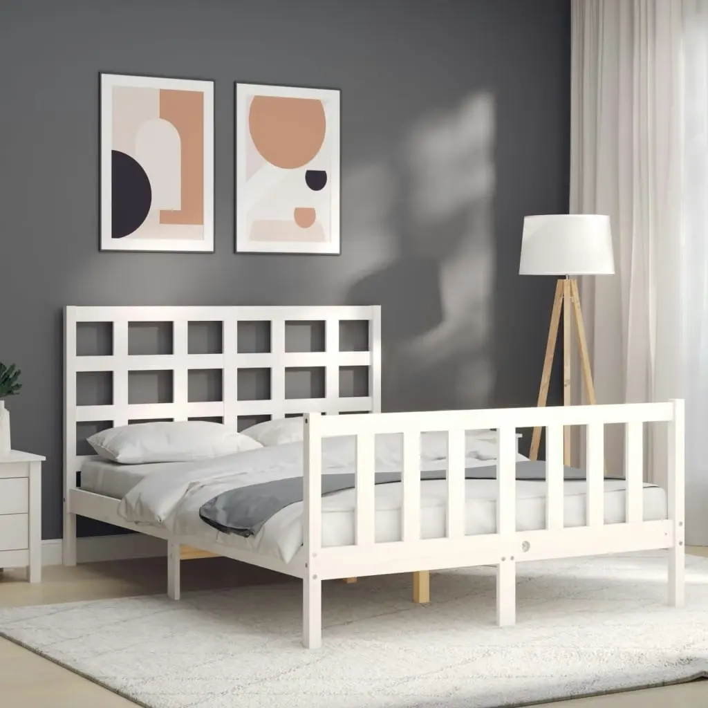 Bed Frame without Mattress White 135x190 cm Solid Wood Pine 3192077