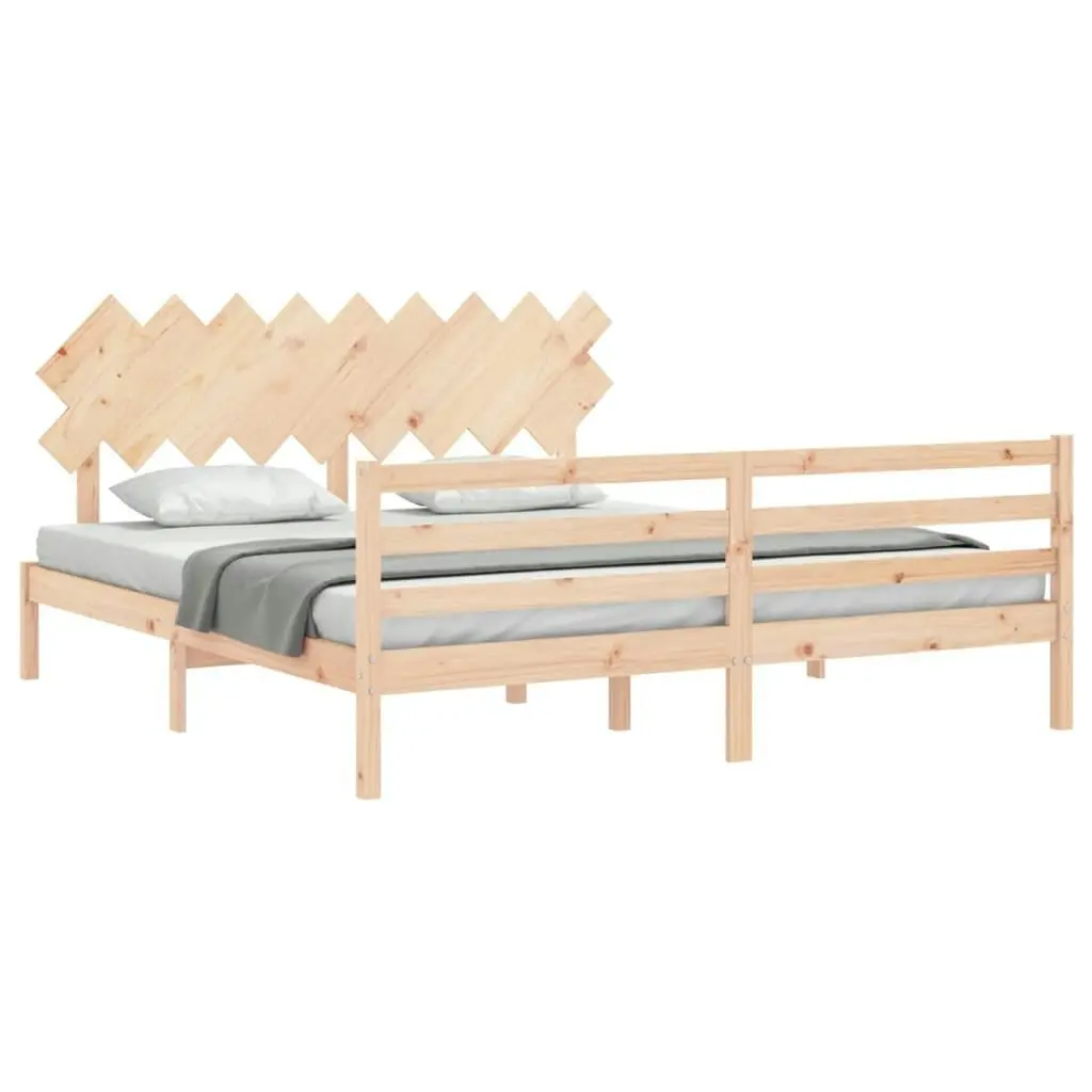 Bed Frame with Headboard 183x203 cm King Solid Wood 3195301