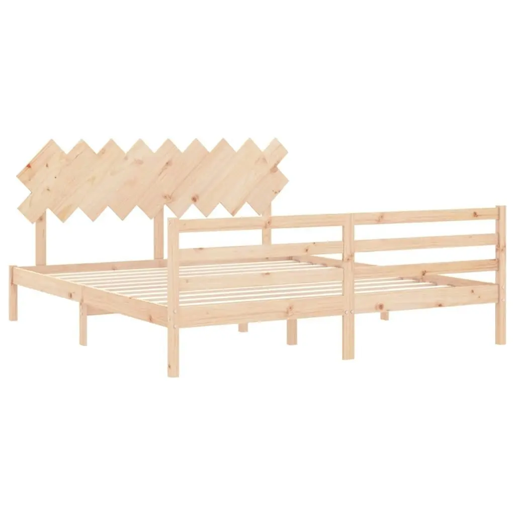 Bed Frame with Headboard 183x203 cm King Solid Wood 3195301