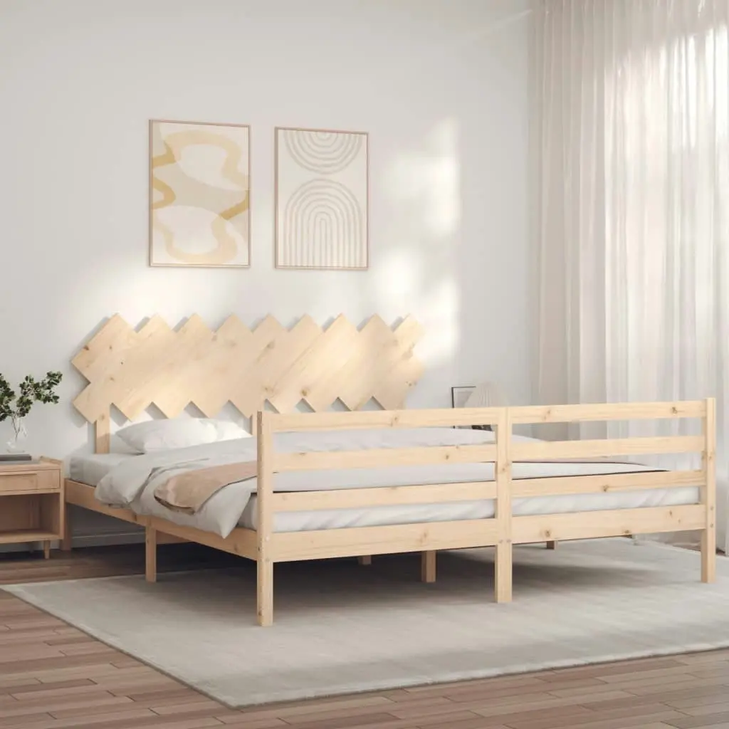 Bed Frame with Headboard 183x203 cm King Solid Wood 3195301