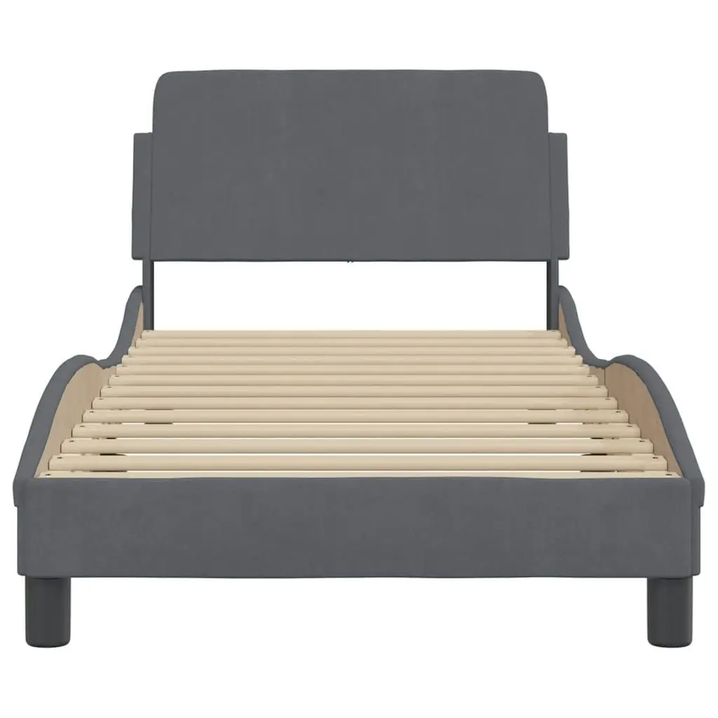 Bed Frame without Mattress Dark Grey 90x190 cm Velvet 3207658