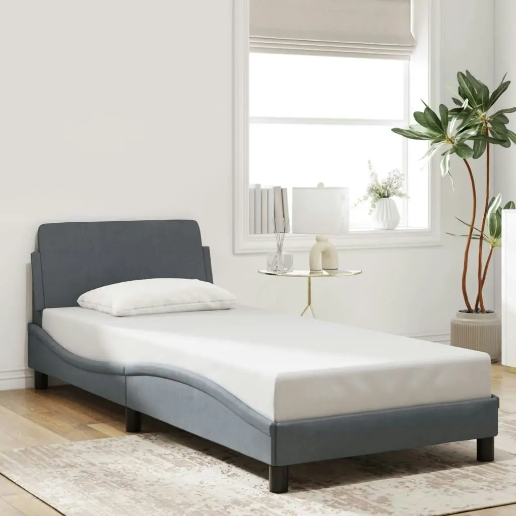 Bed Frame without Mattress Dark Grey 90x190 cm Velvet 3207658