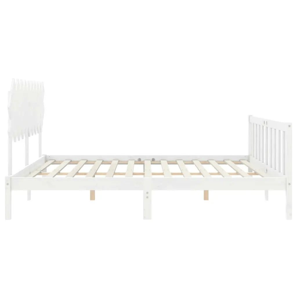 Bed Frame without Mattress White 135x190 cm Solid Wood Pine 3193442