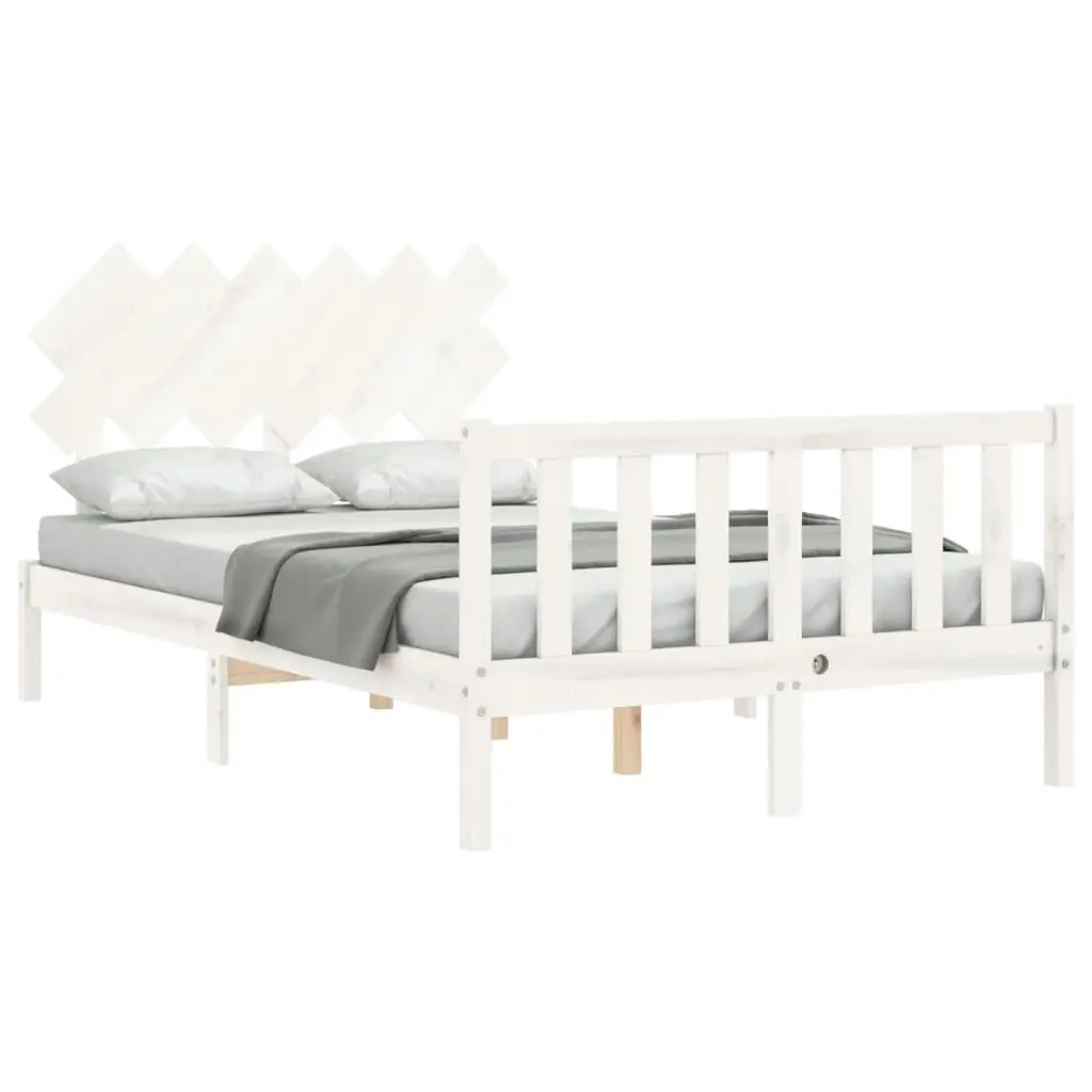 Bed Frame without Mattress White 135x190 cm Solid Wood Pine 3193442