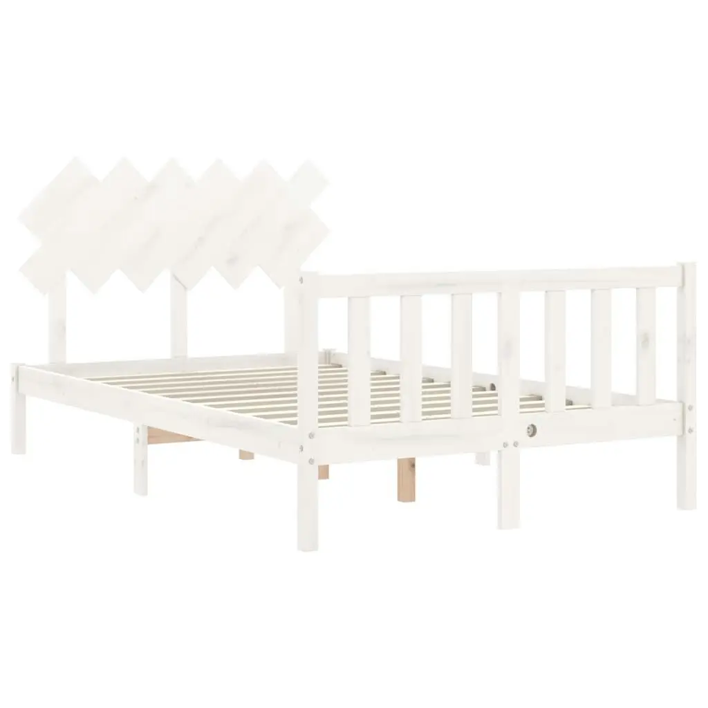 Bed Frame without Mattress White 135x190 cm Solid Wood Pine 3193442