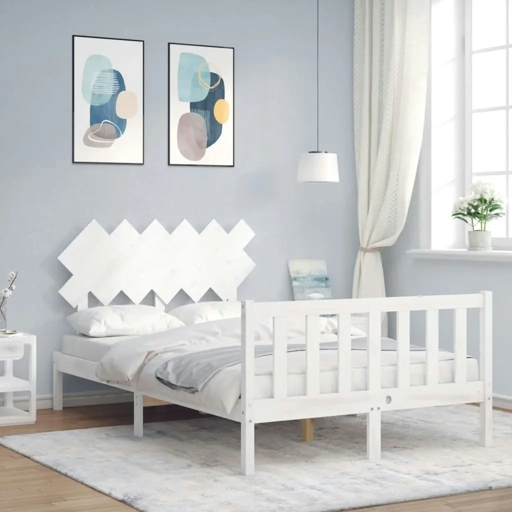 Bed Frame without Mattress White 135x190 cm Solid Wood Pine 3193442