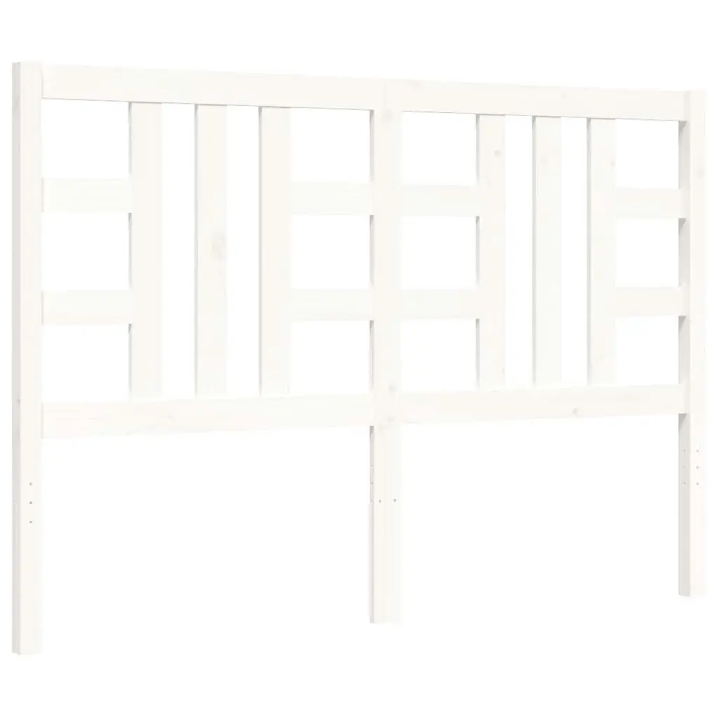 Bed Frame with Headboard White 137x187 cm Double Solid Wood 3193897