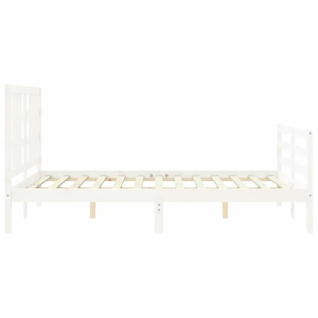 Bed Frame with Headboard White 137x187 cm Double Solid Wood 3193897