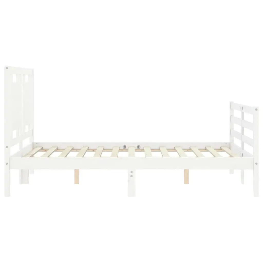 Bed Frame with Headboard White 137x187 cm Double Solid Wood 3194027