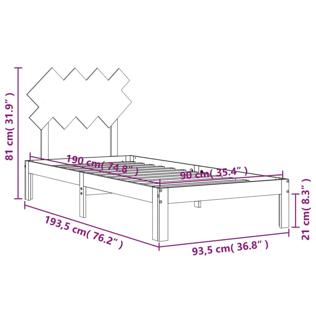 Bed Frame without Mattress 90x190 cm Solid Wood Pine 3193691