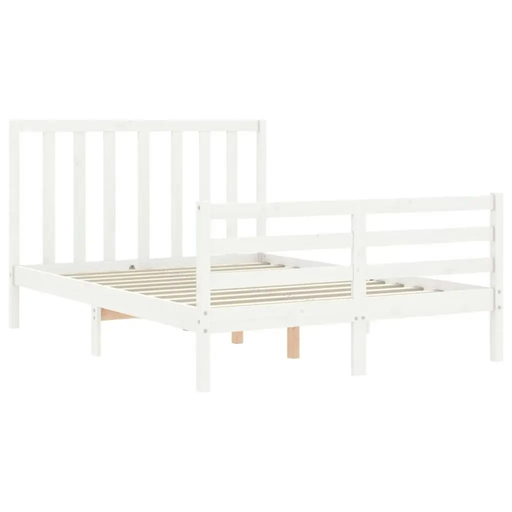 Bed Frame with Headboard White 137x187 cm Double Solid Wood 3193767