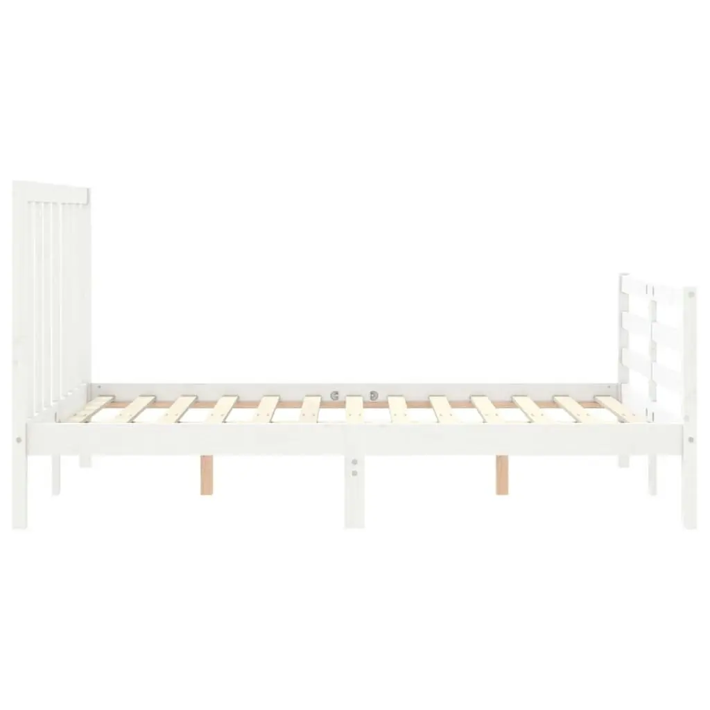 Bed Frame with Headboard White 137x187 cm Double Solid Wood 3193767