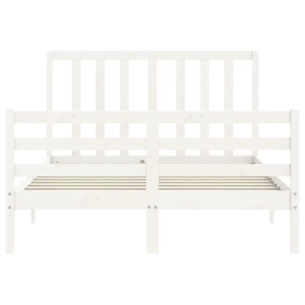 Bed Frame with Headboard White 137x187 cm Double Solid Wood 3193767