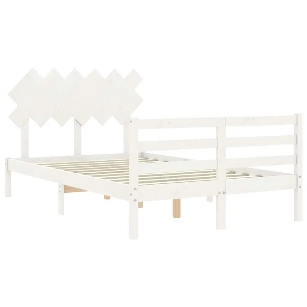 Bed Frame with Headboard White 137x187 cm Double Solid Wood 3195262