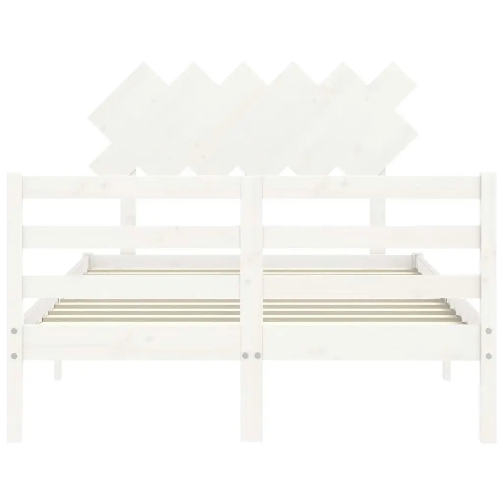 Bed Frame with Headboard White 137x187 cm Double Solid Wood 3195262