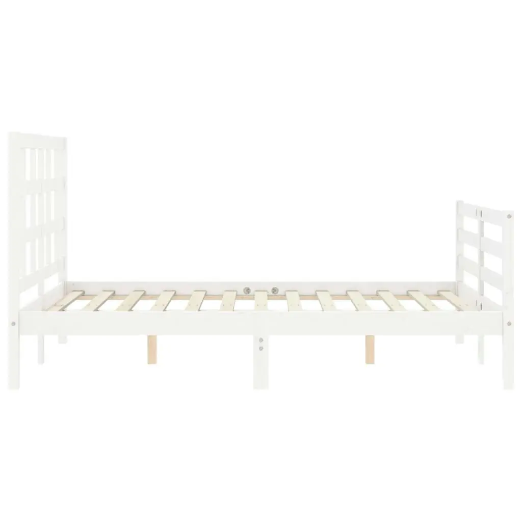 Bed Frame with Headboard White 137x187 cm Double Solid Wood 3193962