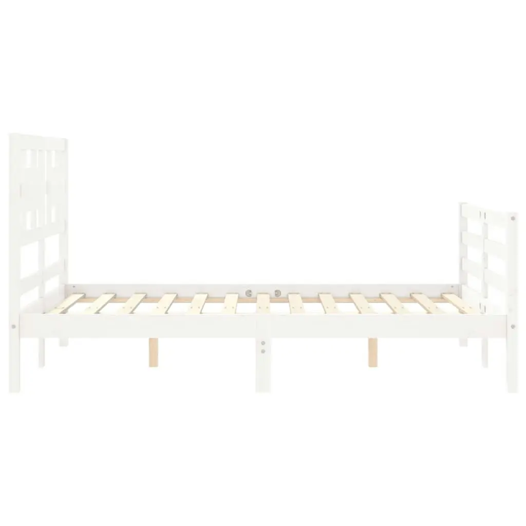 Bed Frame without Mattress White 135x190 cm Solid Wood 3194417