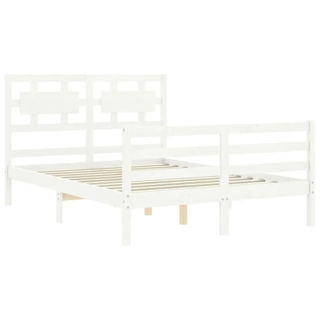 Bed Frame without Mattress White 135x190 cm Solid Wood 3194417