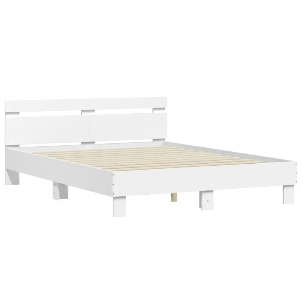 Bed Frame with Headboard White 150x200 cm Engineered Wood 3207413