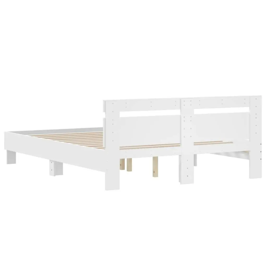 Bed Frame with Headboard White 150x200 cm Engineered Wood 3207413