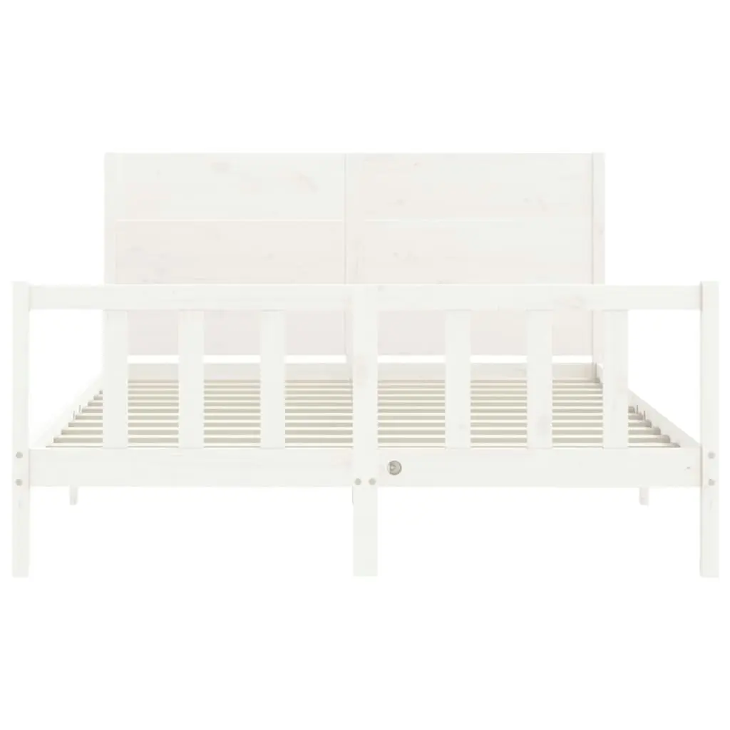 Bed Frame with Headboard White 153x203 cm Queen Solid Wood 3192757