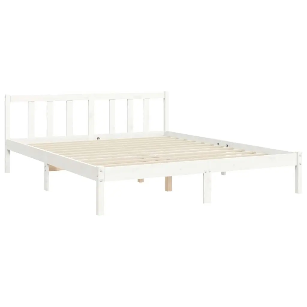 Bed Frame with Headboard White 153x203 cm Queen Solid Wood 3192757