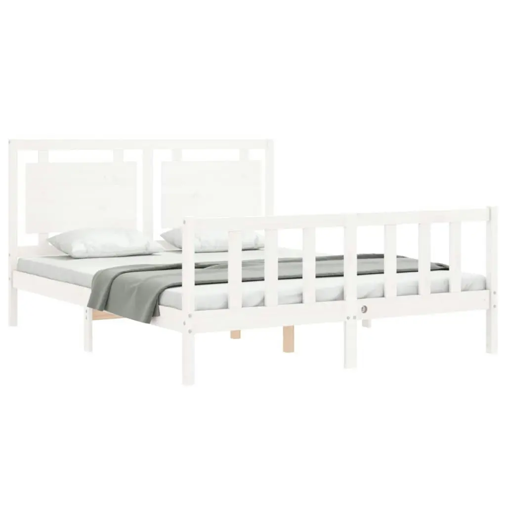 Bed Frame without Mattress White 150x200 cm Solid Wood Pine 3192172