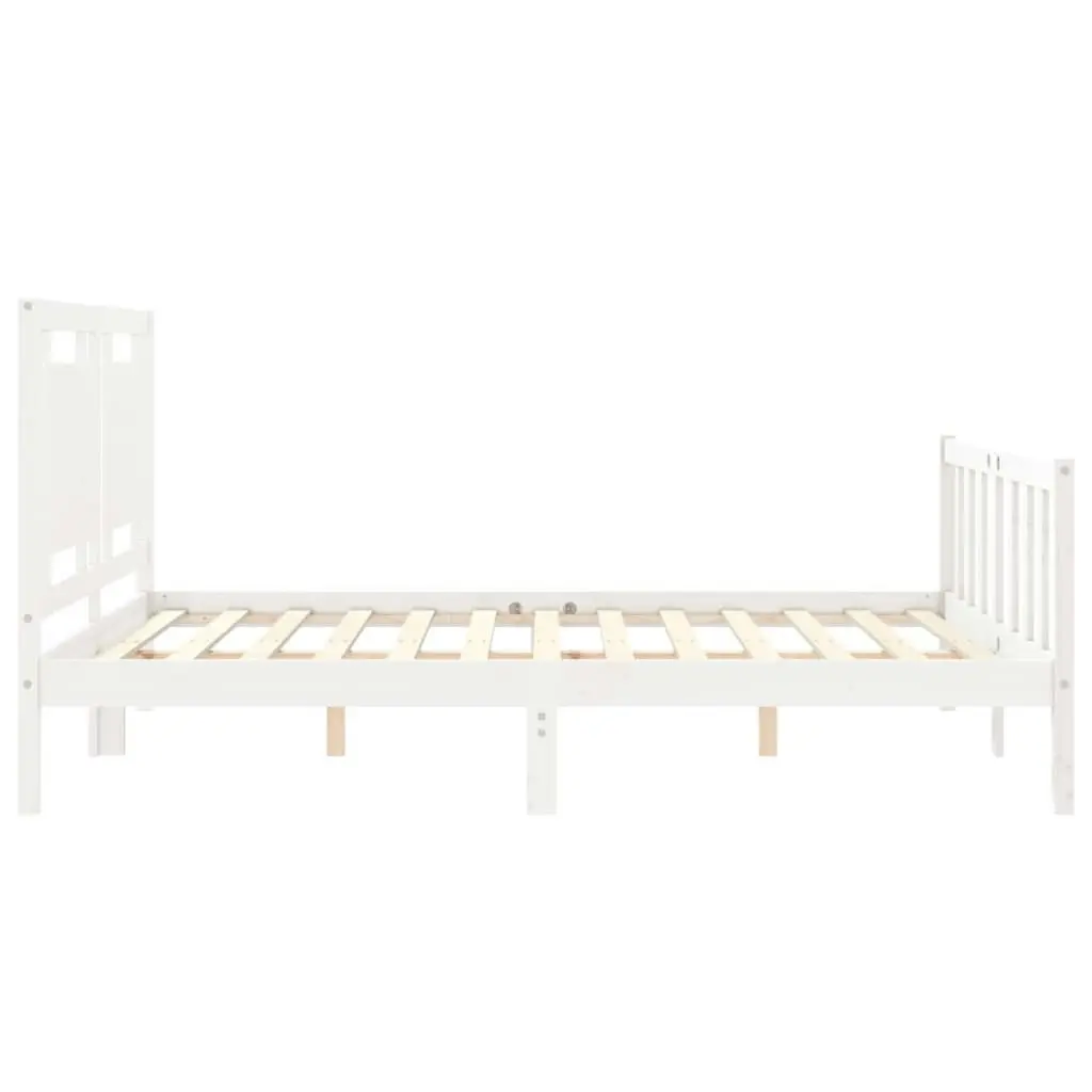 Bed Frame without Mattress White 150x200 cm Solid Wood Pine 3192172