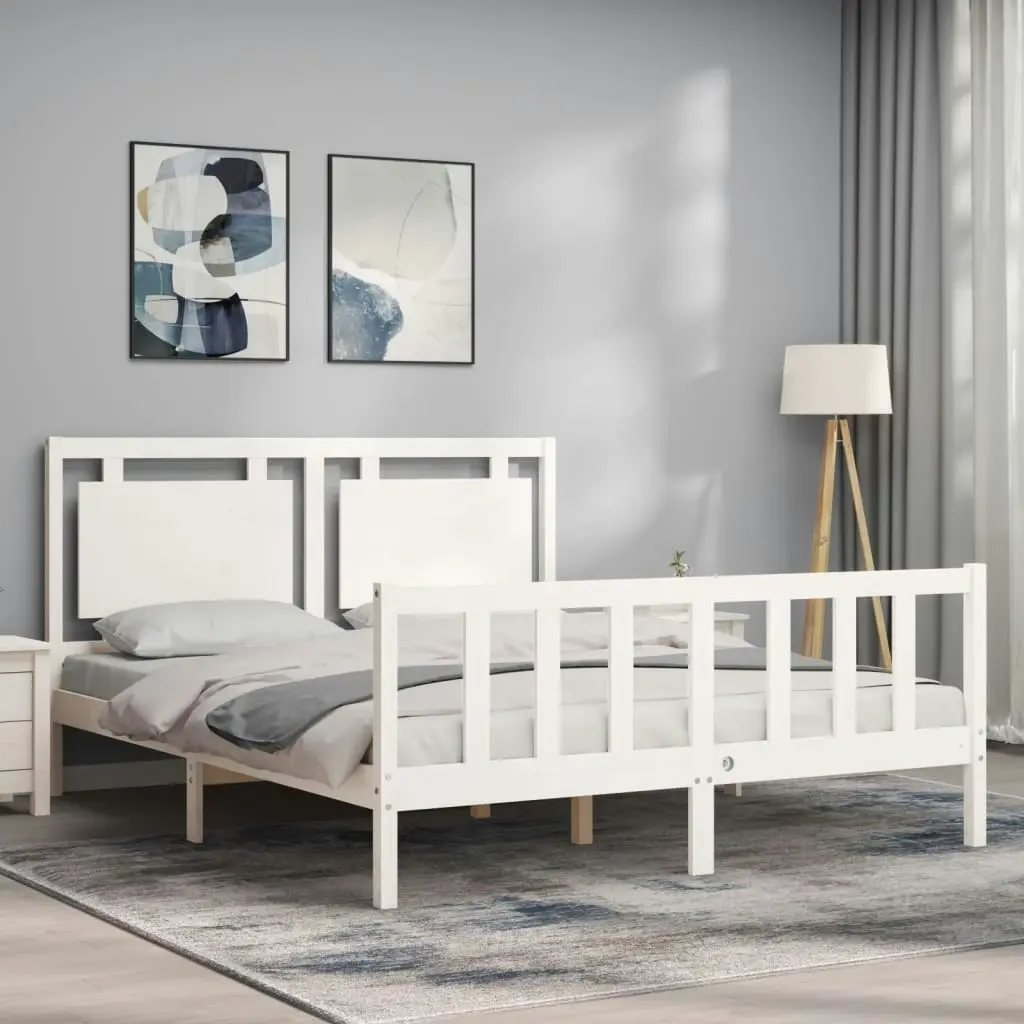 Bed Frame without Mattress White 150x200 cm Solid Wood Pine 3192172