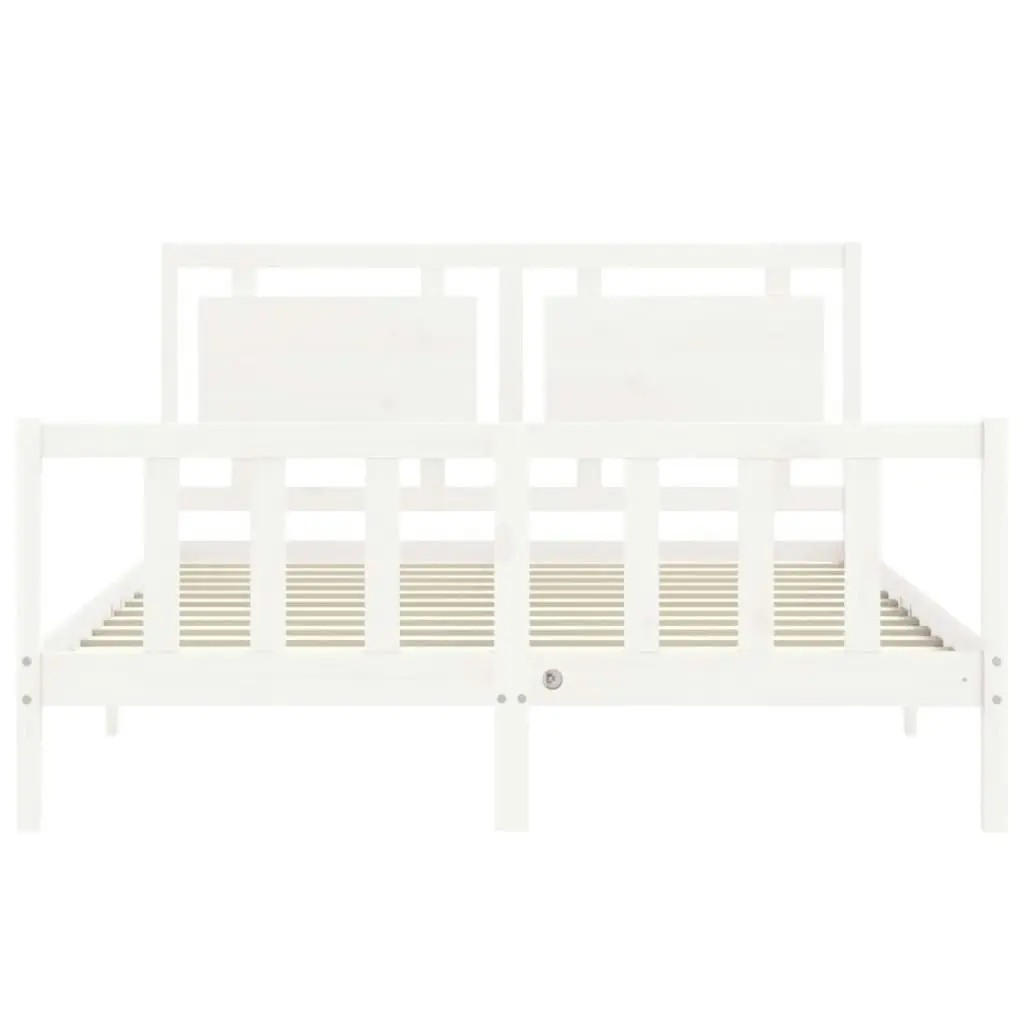 Bed Frame without Mattress White 150x200 cm Solid Wood Pine 3192172