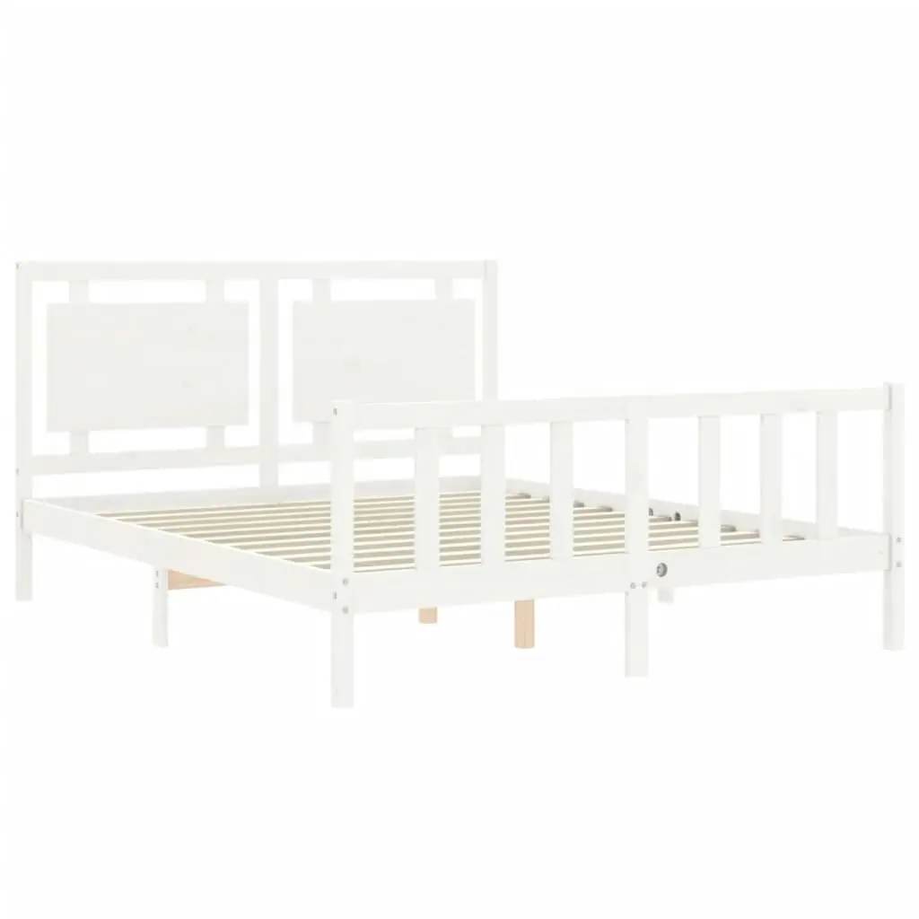 Bed Frame without Mattress White 150x200 cm Solid Wood Pine 3192172