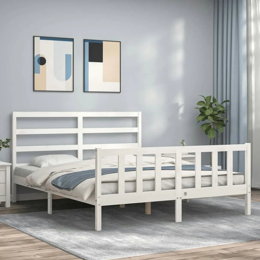 Bed Frame without Mattress White 150x200 cm Solid Wood Pine 3191912