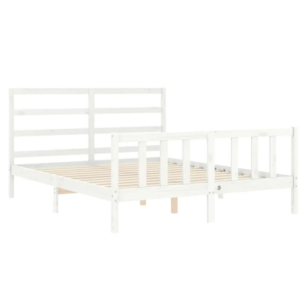 Bed Frame without Mattress White 150x200 cm Solid Wood Pine 3191912