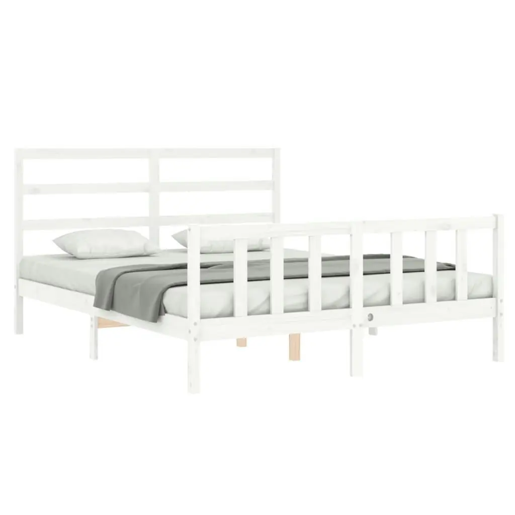 Bed Frame without Mattress White 150x200 cm Solid Wood Pine 3191912