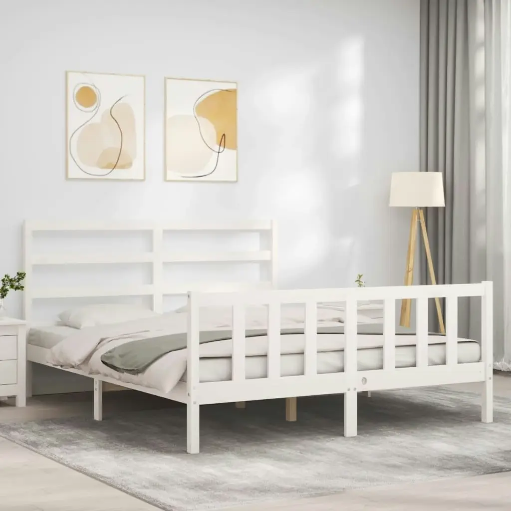 Bed Frame without Mattress White 150x200 cm Solid Wood Pine 3191912