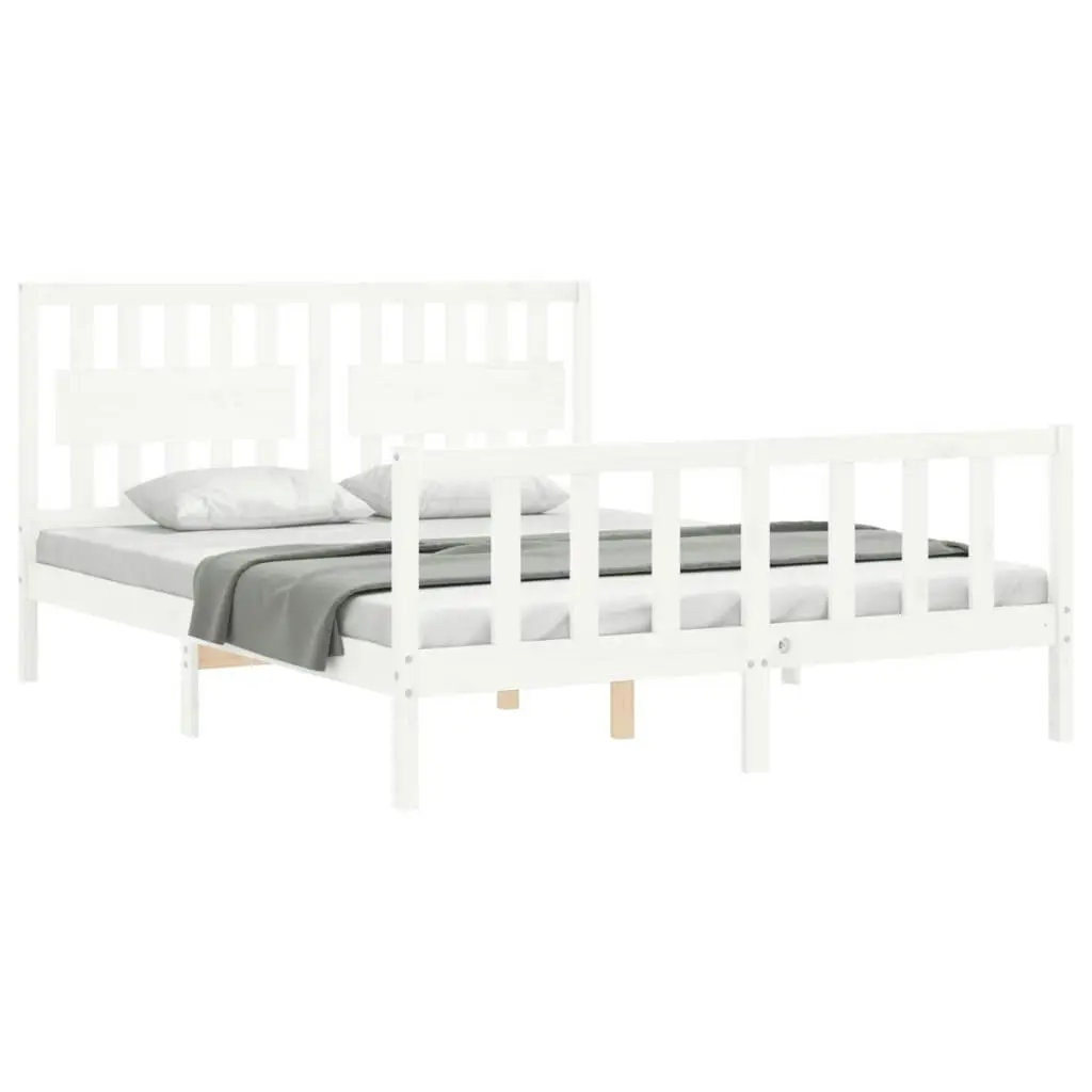 Bed Frame without Mattress White 150x200 cm Solid Wood Pine 3192432