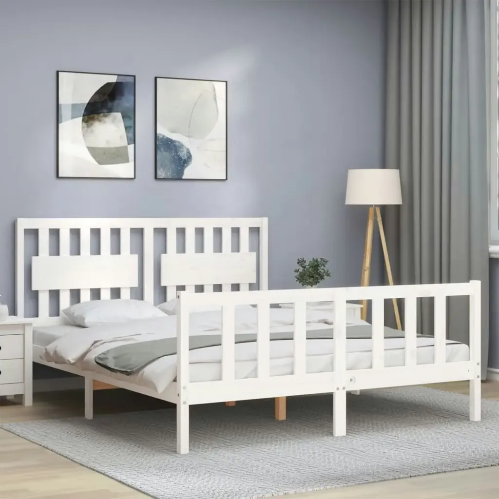 Bed Frame without Mattress White 150x200 cm Solid Wood Pine 3192432