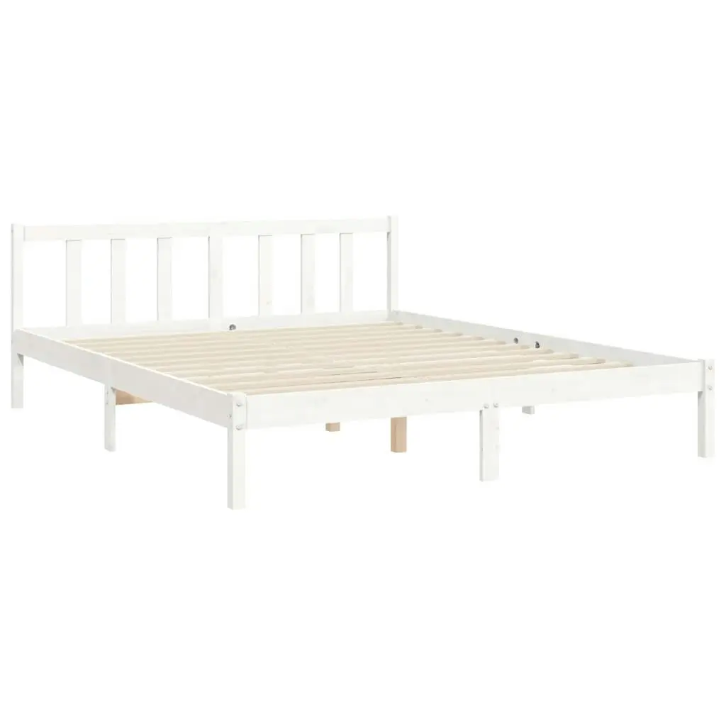 Bed Frame without Mattress White 150x200 cm Solid Wood Pine 3192432