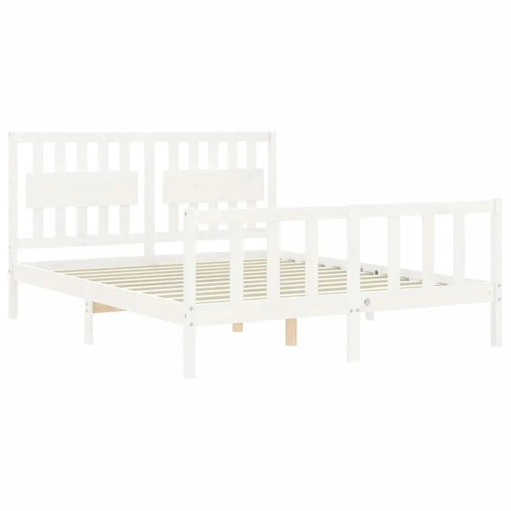 Bed Frame without Mattress White 150x200 cm Solid Wood Pine 3192432