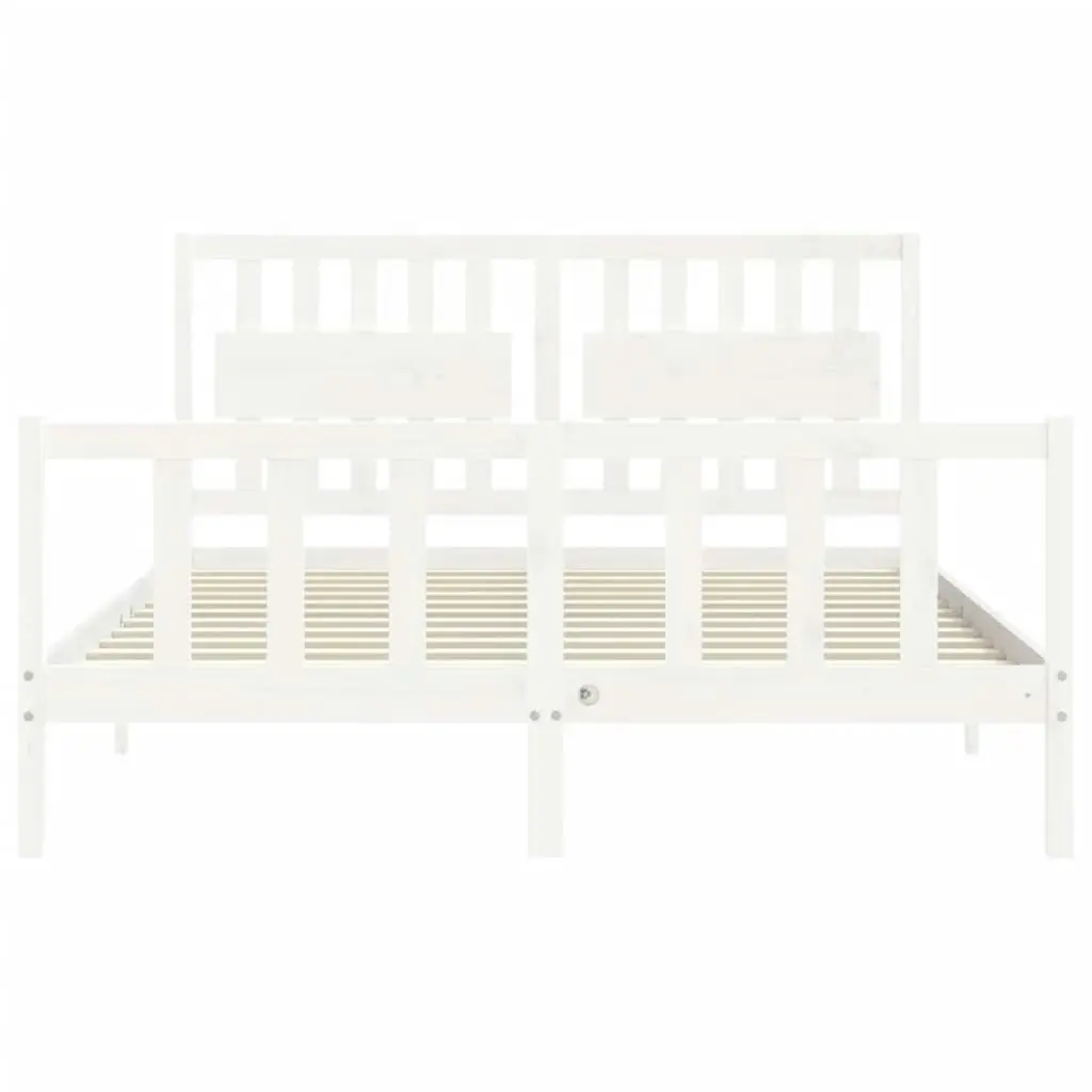 Bed Frame without Mattress White 150x200 cm Solid Wood Pine 3192432