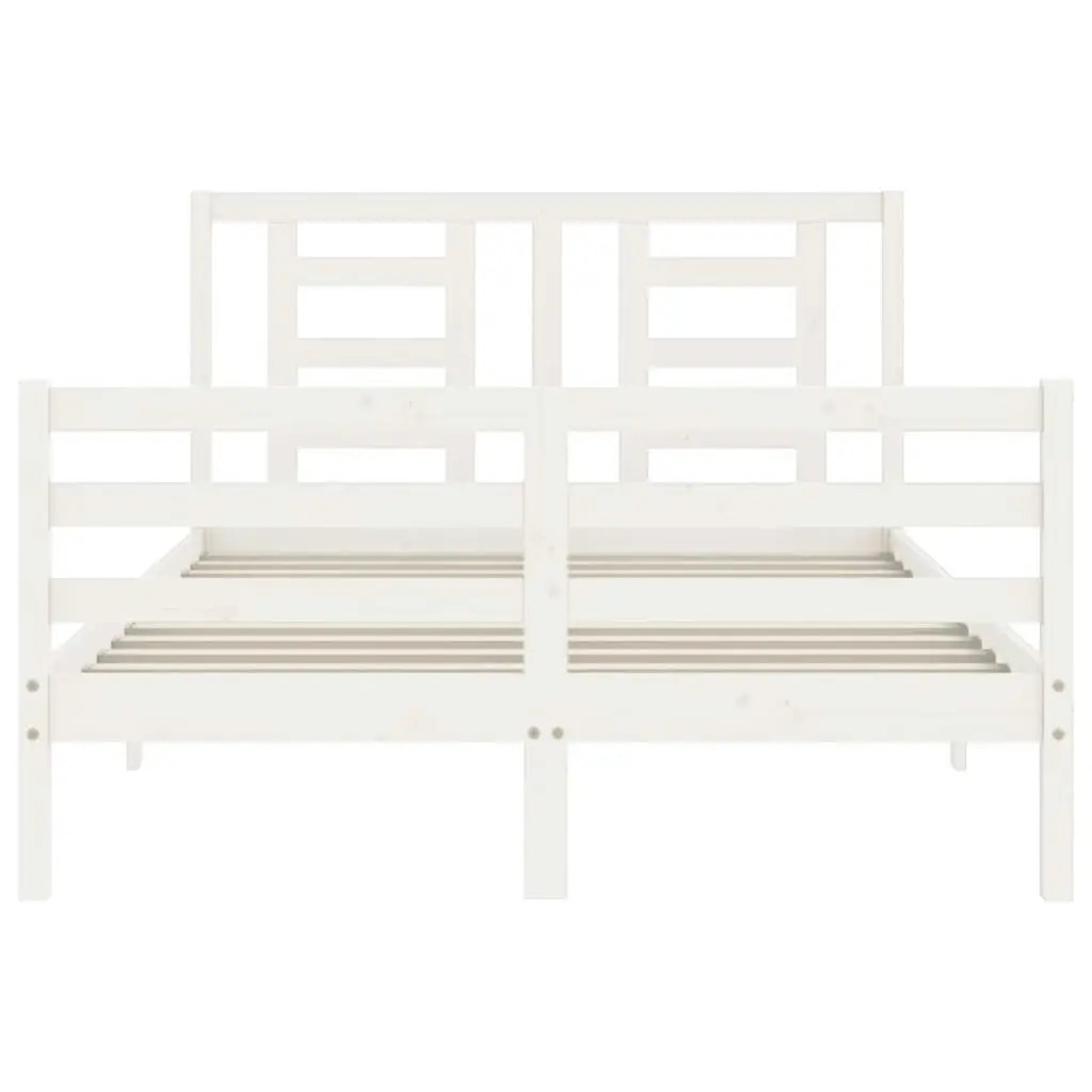 Bed Frame with Headboard White 137x187 cm Double Solid Wood 3194677