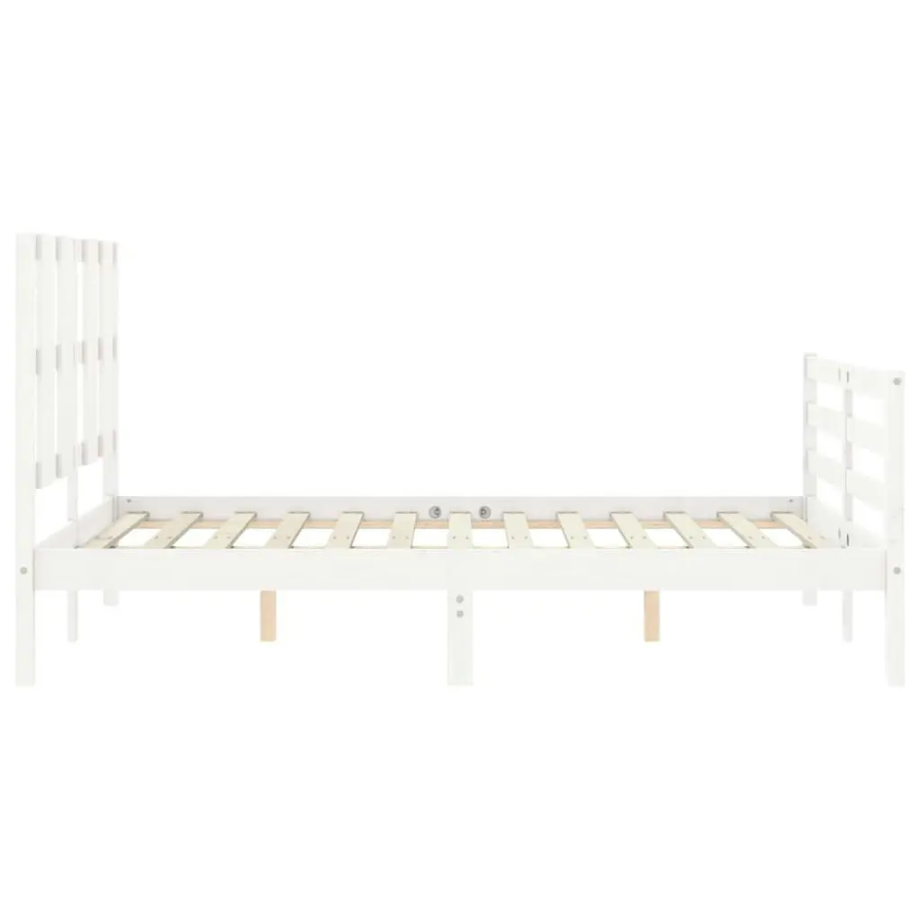 Bed Frame with Headboard White 137x187 cm Double Solid Wood 3194092