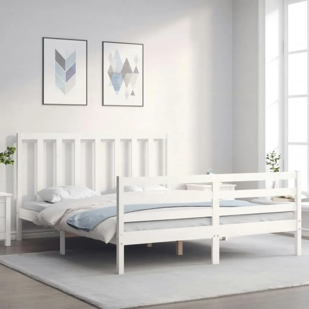 Bed Frame without Mattress White 150x200 cm Solid Wood Pine 3193797