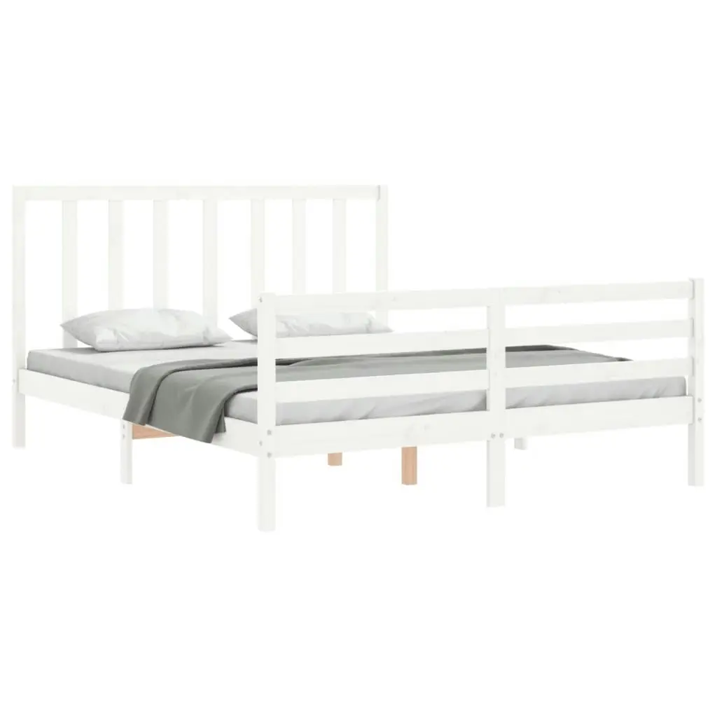 Bed Frame without Mattress White 150x200 cm Solid Wood Pine 3193797