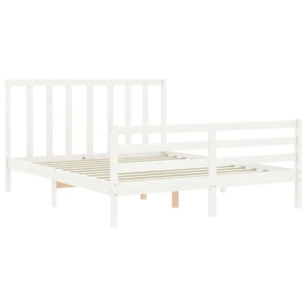 Bed Frame without Mattress White 150x200 cm Solid Wood Pine 3193797