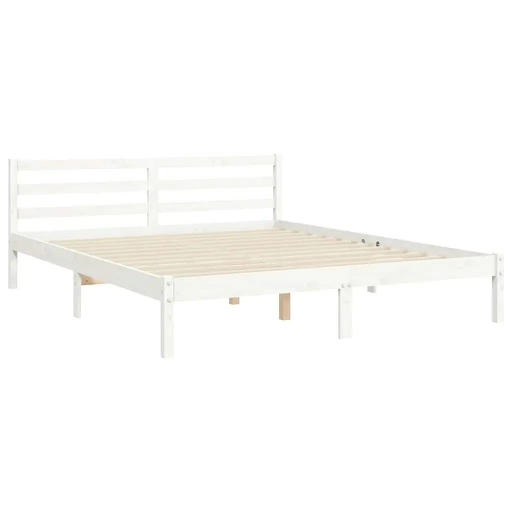 Bed Frame without Mattress White 150x200 cm Solid Wood Pine 3193797