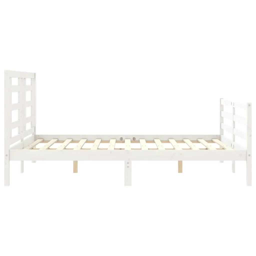 Bed Frame with Headboard White 153x203 cm Queen Solid Wood 3194707