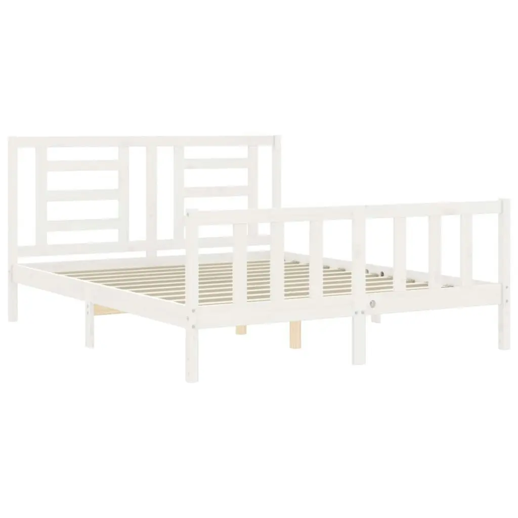 Bed Frame without Mattress White 150x200 cm Solid Wood Pine 3192887