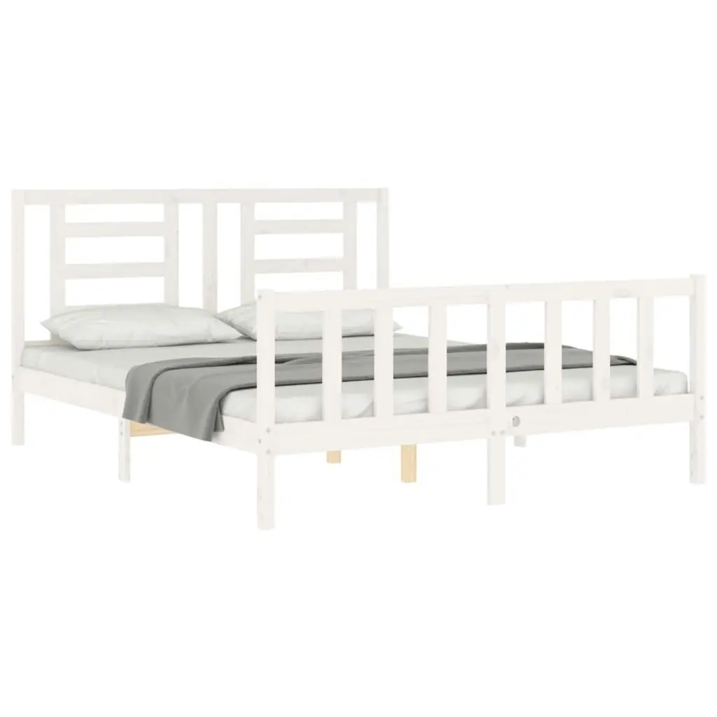 Bed Frame without Mattress White 150x200 cm Solid Wood Pine 3192887