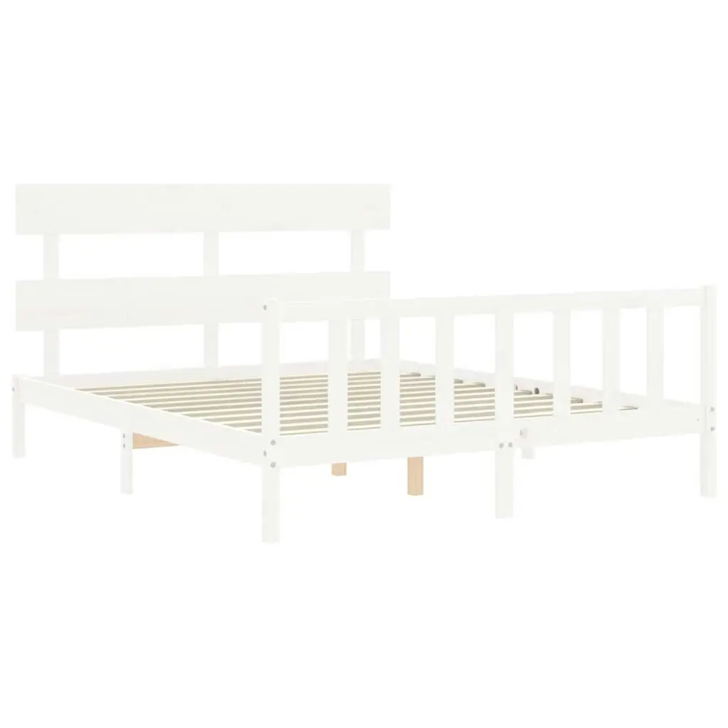 Bed Frame without Mattress White 150x200 cm Solid Wood Pine 3193277